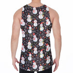 Happy Snowman Pattern Print Men's Velvet Tank Top