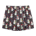 Happy Snowman Pattern Print Mesh Shorts