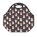 Happy Snowman Pattern Print Neoprene Lunch Bag