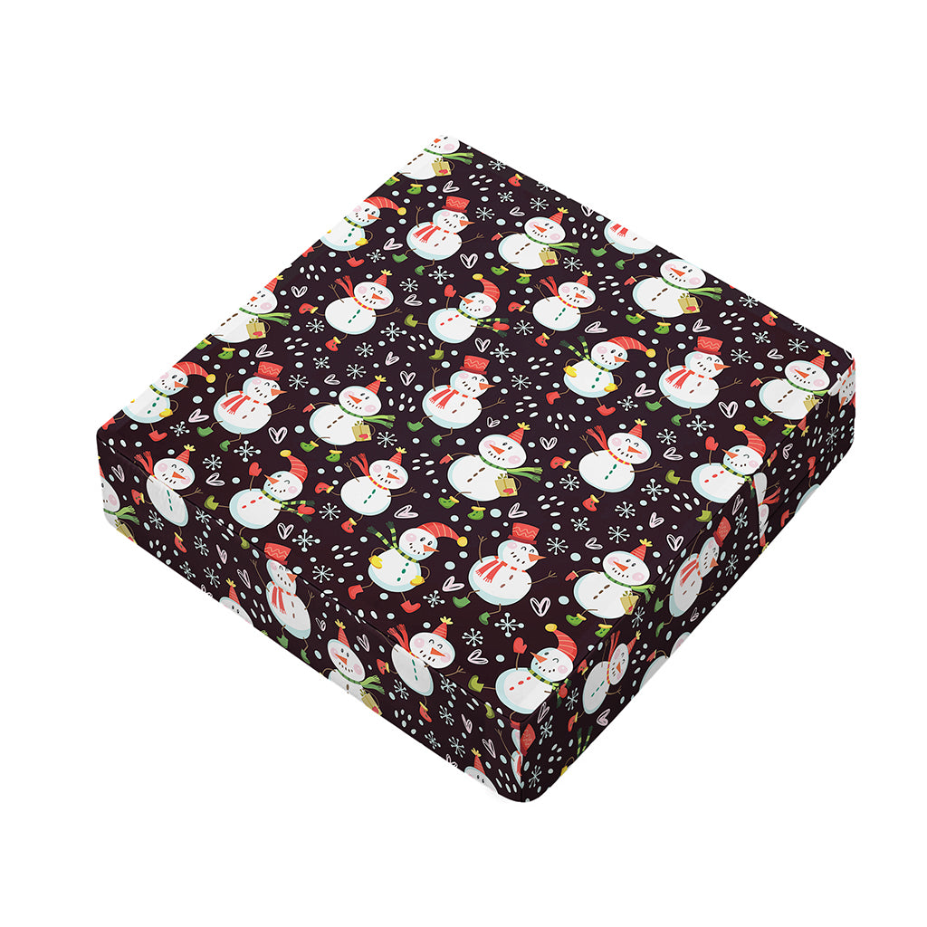 Happy Snowman Pattern Print Outdoor Seat Cushion Cover