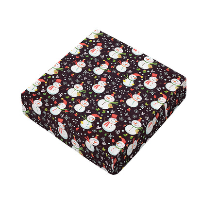 Happy Snowman Pattern Print Outdoor Seat Cushion Cover