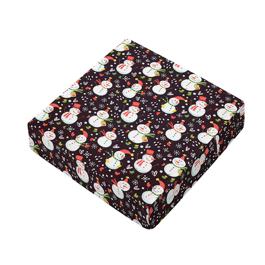 Happy Snowman Pattern Print Outdoor Seat Cushion Cover