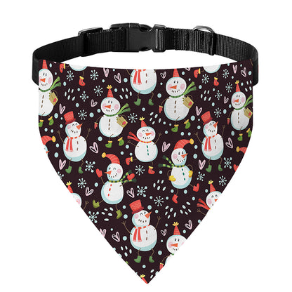Happy Snowman Pattern Print Over The Collar Dog Bandana