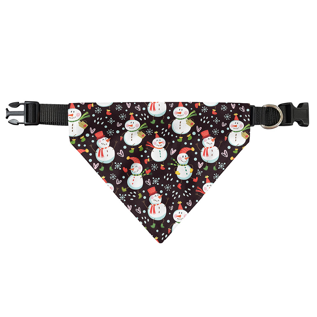 Happy Snowman Pattern Print Over The Collar Dog Bandana