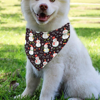 Happy Snowman Pattern Print Over The Collar Dog Bandana