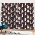 Happy Snowman Pattern Print Pencil Pleat Curtains
