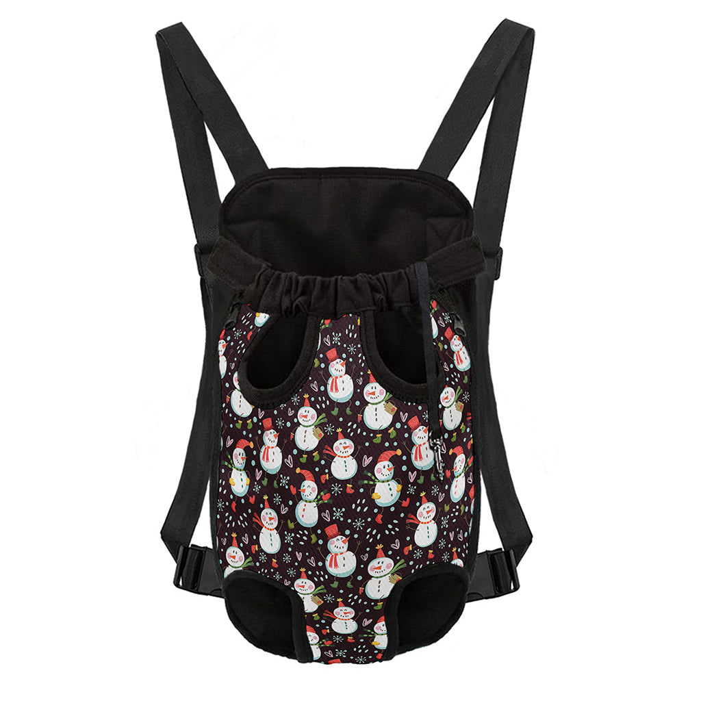 Happy Snowman Pattern Print Pet Carrier Backpack