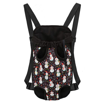 Happy Snowman Pattern Print Pet Carrier Backpack
