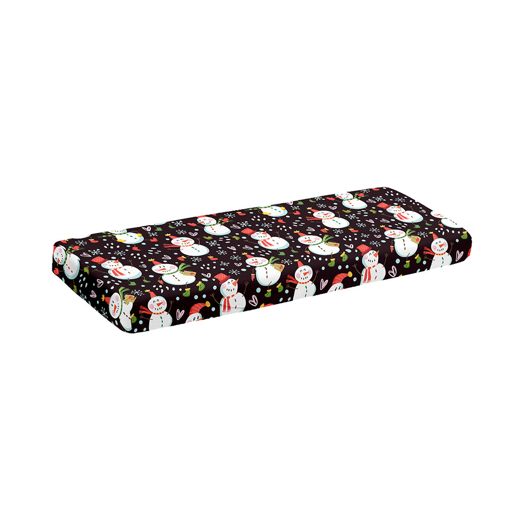 Happy Snowman Pattern Print Piano Keyboard Cover