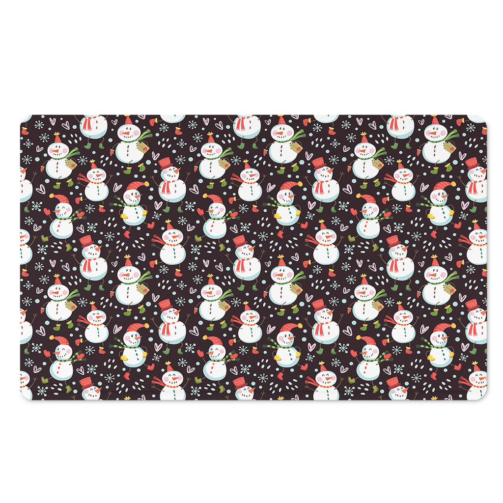Happy Snowman Pattern Print Polyester Doormat