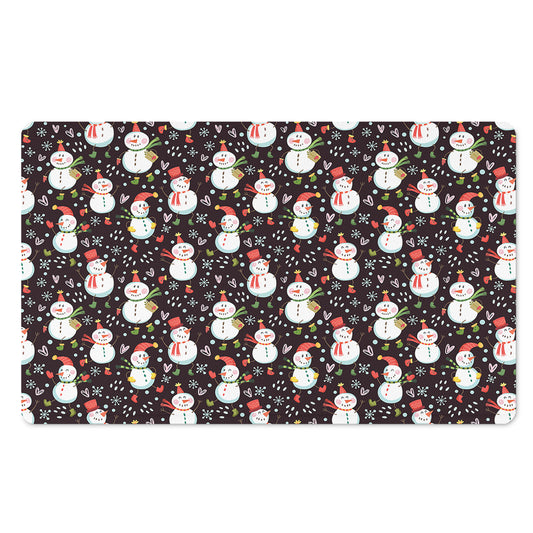 Happy Snowman Pattern Print Polyester Doormat