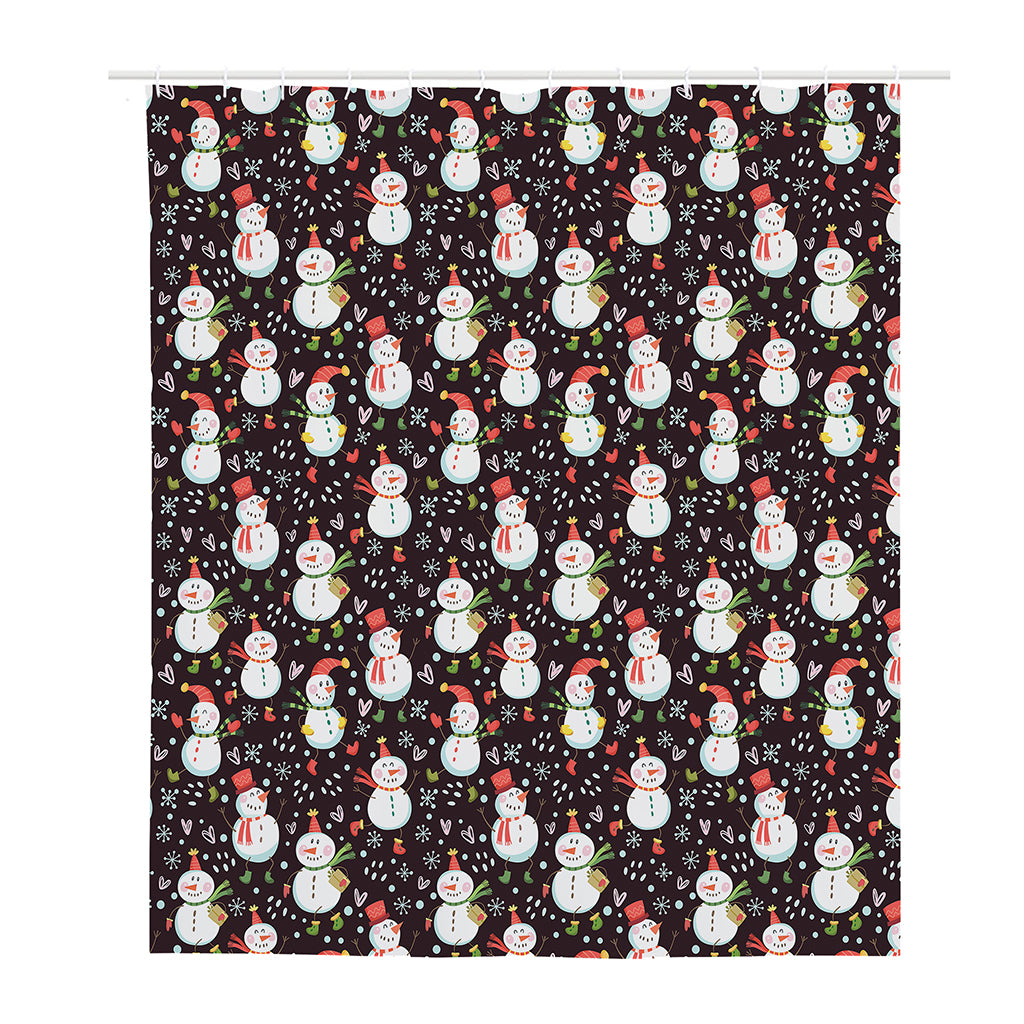 Happy Snowman Pattern Print Polyester Shower Curtain