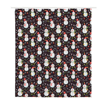 Happy Snowman Pattern Print Polyester Shower Curtain