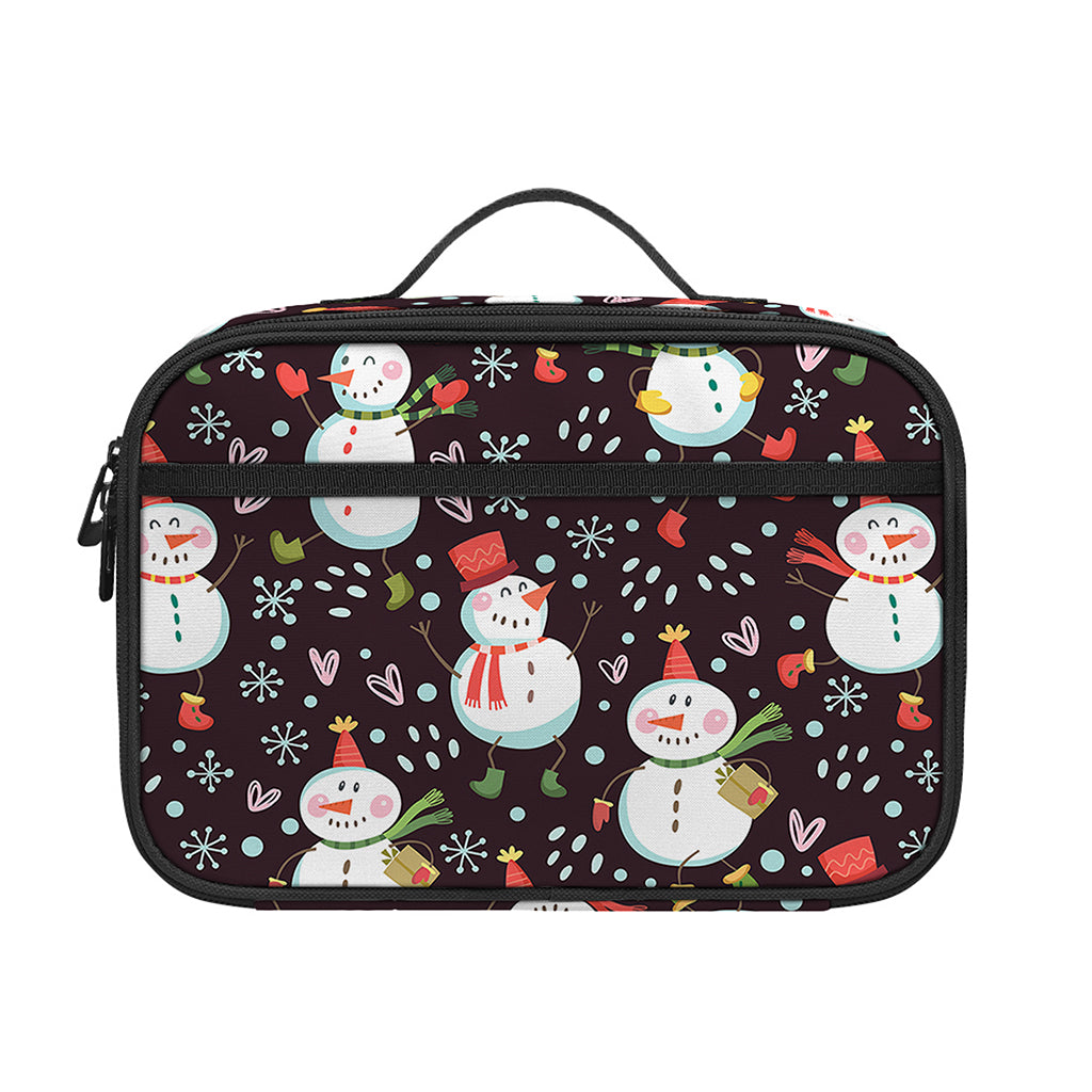 Happy Snowman Pattern Print Portable Lunch Bag