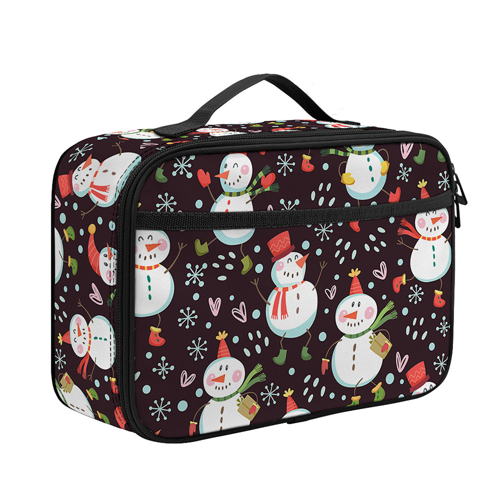 Happy Snowman Pattern Print Portable Lunch Bag