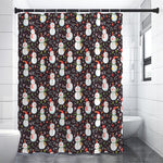 Happy Snowman Pattern Print Premium Shower Curtain