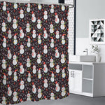 Happy Snowman Pattern Print Premium Shower Curtain