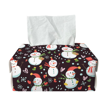 Happy Snowman Pattern Print Rectangle Tissue Box Cover
