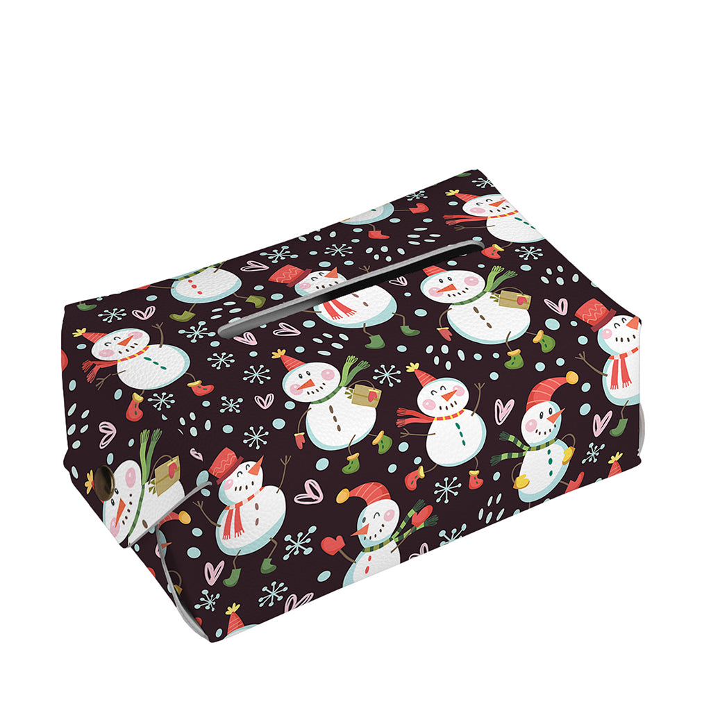 Happy Snowman Pattern Print Rectangle Tissue Box Cover