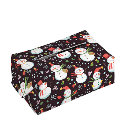 Happy Snowman Pattern Print Rectangle Tissue Box Cover