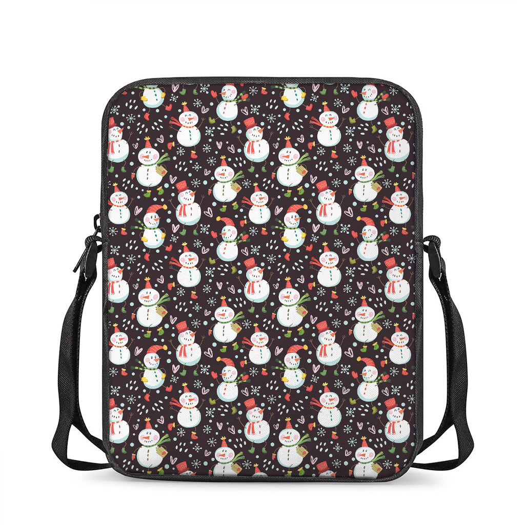Happy Snowman Pattern Print Rectangular Crossbody Bag