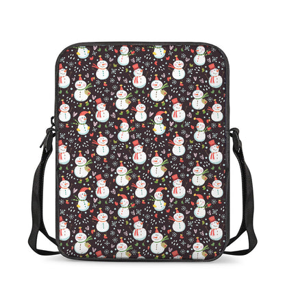 Happy Snowman Pattern Print Rectangular Crossbody Bag