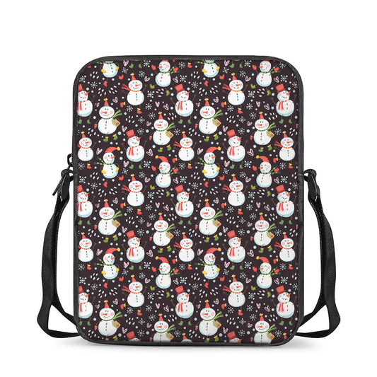 Happy Snowman Pattern Print Rectangular Crossbody Bag