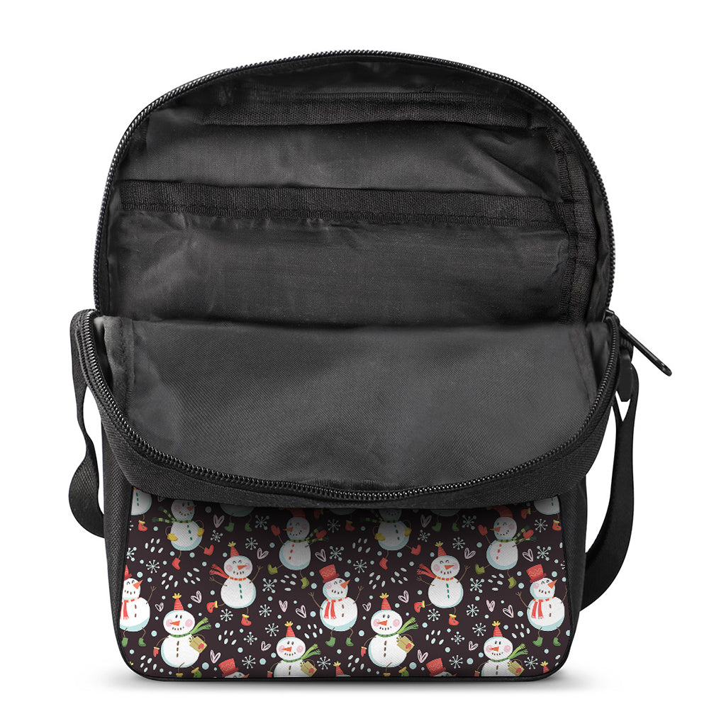 Happy Snowman Pattern Print Rectangular Crossbody Bag