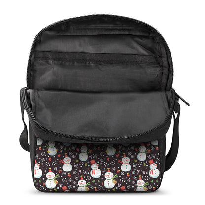 Happy Snowman Pattern Print Rectangular Crossbody Bag