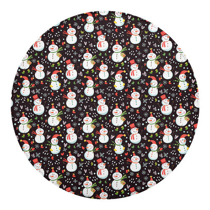 Happy Snowman Pattern Print Round Blanket