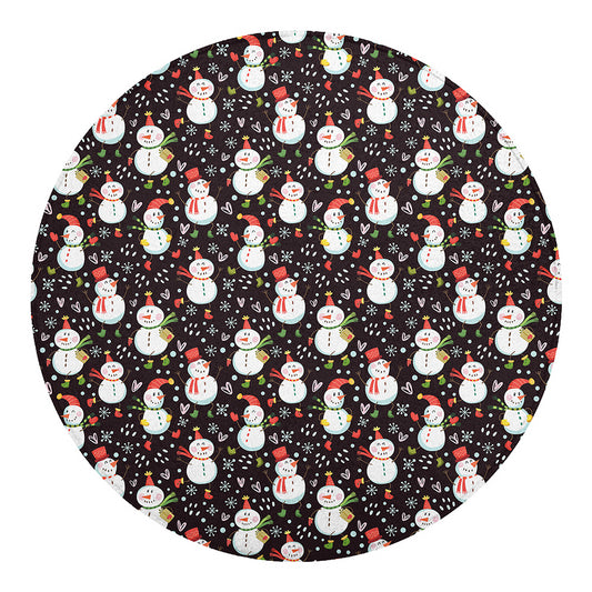 Happy Snowman Pattern Print Round Blanket