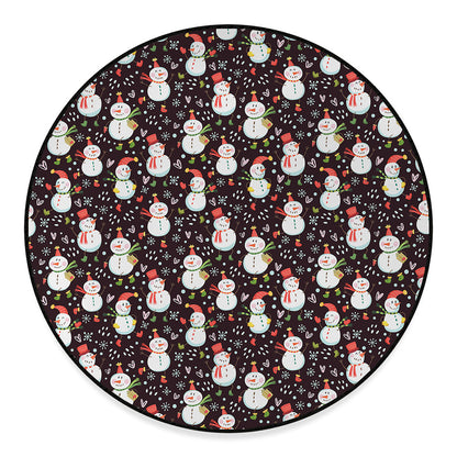 Happy Snowman Pattern Print Round Floor Mat