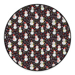 Happy Snowman Pattern Print Round Floor Mat