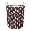 Happy Snowman Pattern Print Round Laundry Basket