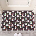 Happy Snowman Pattern Print Rubber Doormat
