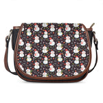 Happy Snowman Pattern Print Saddle Bag