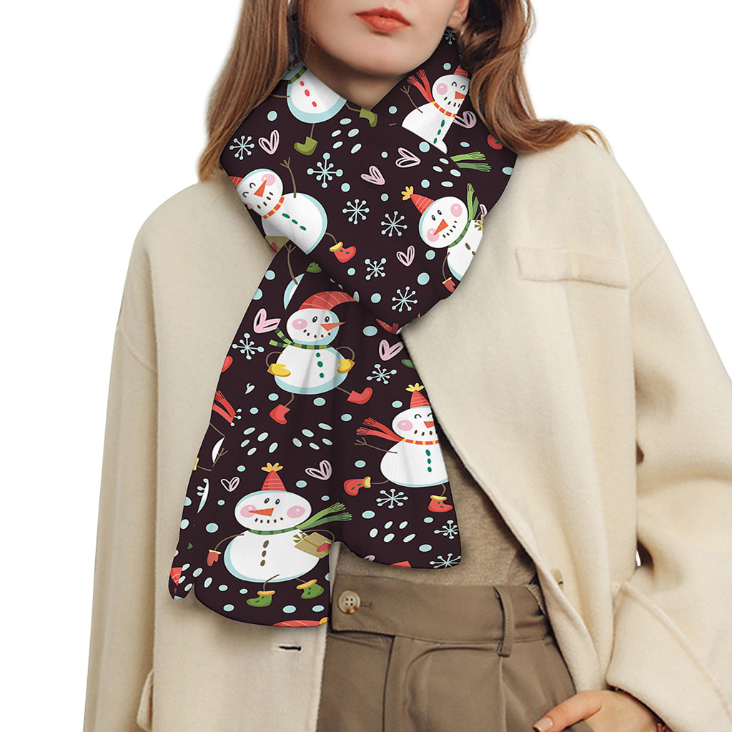 Happy Snowman Pattern Print Scarf