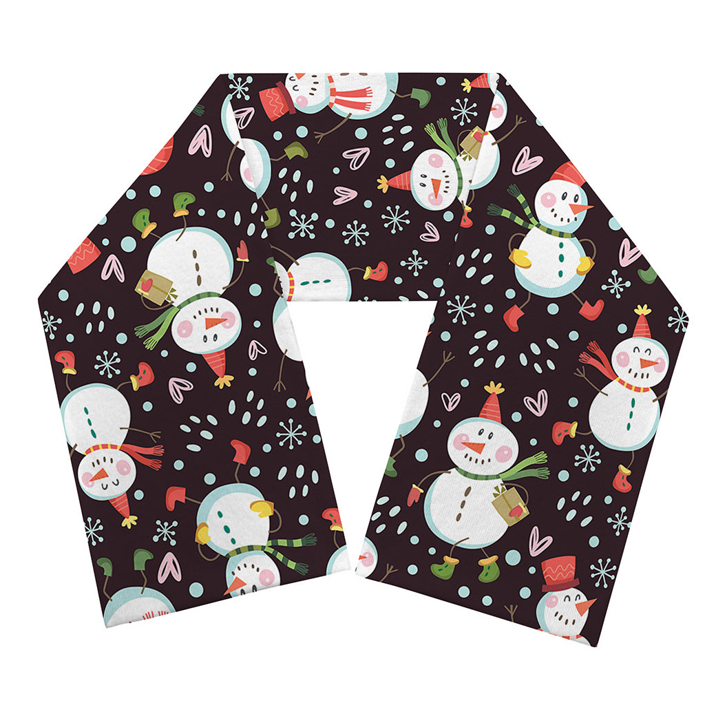 Happy Snowman Pattern Print Scarf