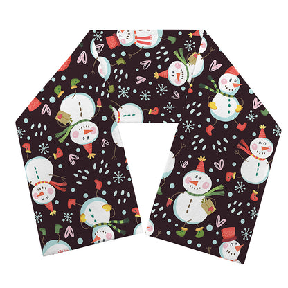 Happy Snowman Pattern Print Scarf
