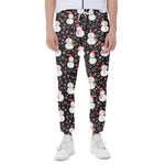 Happy Snowman Pattern Print Scuba Joggers