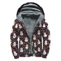 Happy Snowman Pattern Print Sherpa Lined Zip Up Hoodie