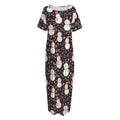 Happy Snowman Pattern Print Short Sleeve Long Nightdress