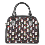 Happy Snowman Pattern Print Shoulder Handbag