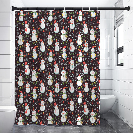Happy Snowman Pattern Print Shower Curtain