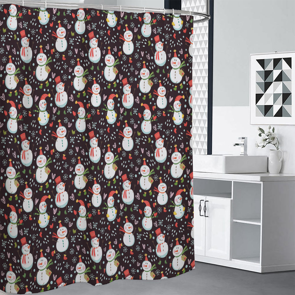 Happy Snowman Pattern Print Shower Curtain