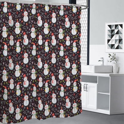 Happy Snowman Pattern Print Shower Curtain