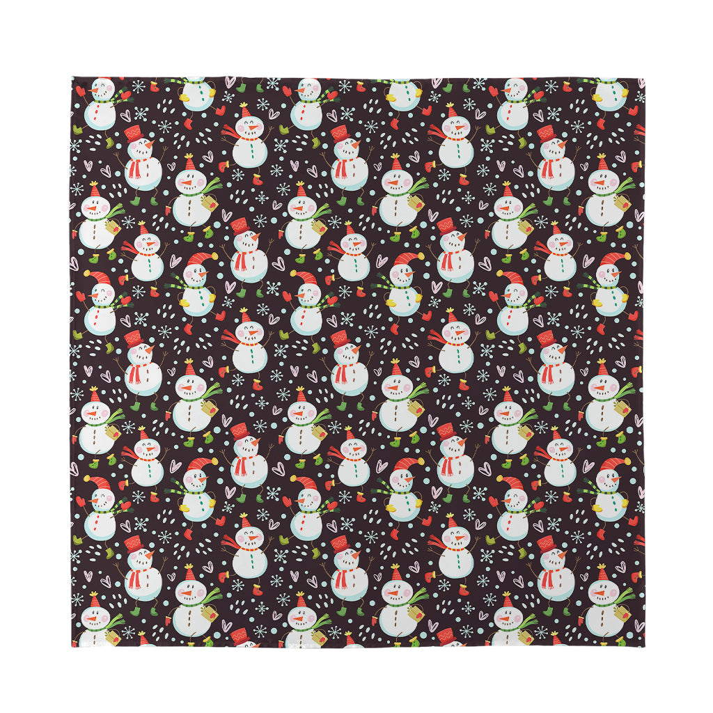 Happy Snowman Pattern Print Silk Bandana
