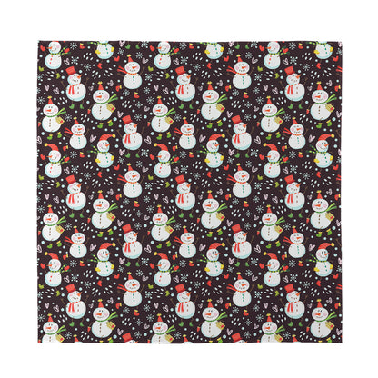 Happy Snowman Pattern Print Silk Bandana