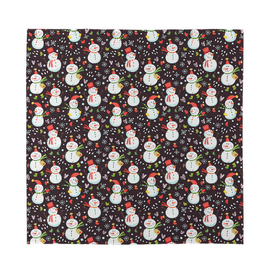 Happy Snowman Pattern Print Silk Bandana