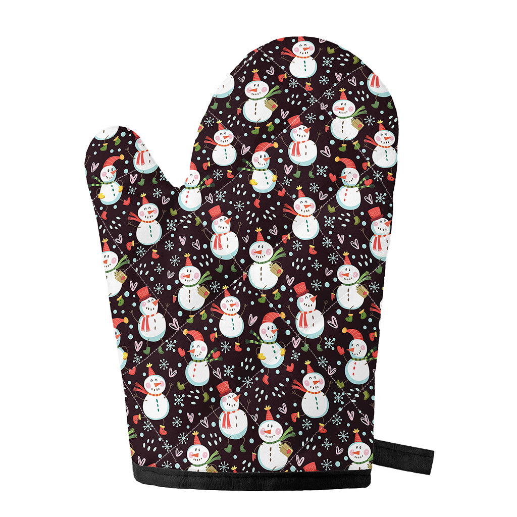 Happy Snowman Pattern Print Single Oven Mitt